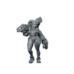 Rebekie Wears Dee Jacket Scifi Miniature Cyberpunk Female Miniature 360 Spin 01