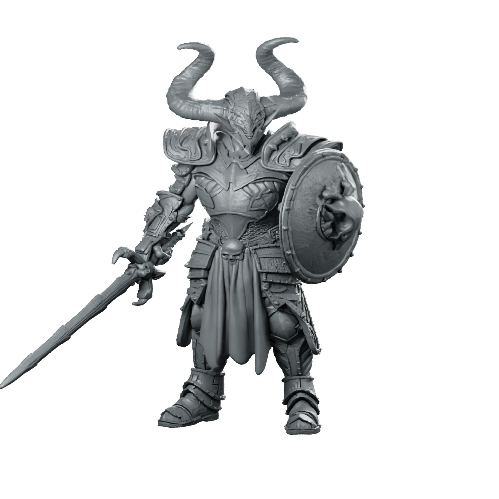 Red Knight Miniature Horned Sword Shield Warrior Miniature 360 Spin 01