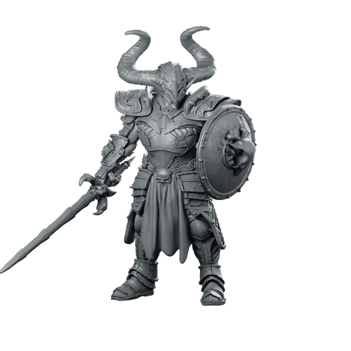 Red Knight Miniature Horned Sword Shield Warrior - Haito - We Print Miniatures