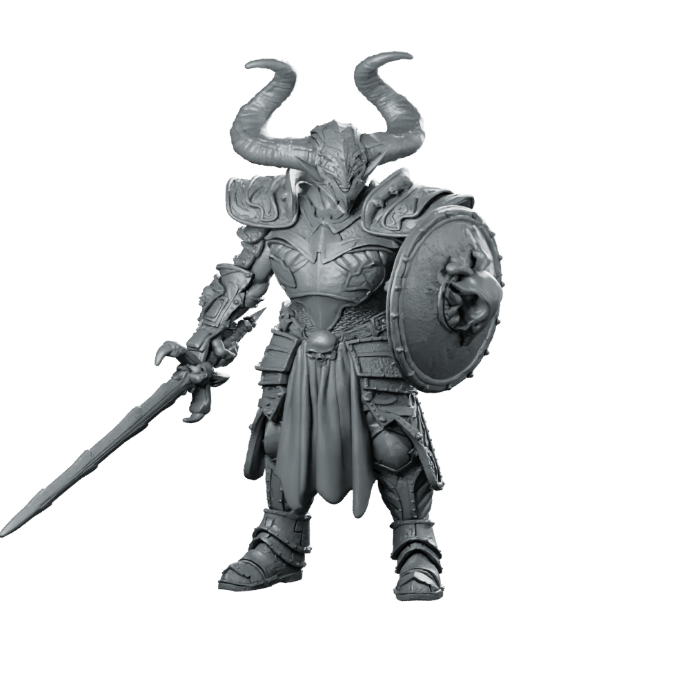 Red Knight Miniature Horned Sword Shield Warrior - Haito - We Print Miniatures