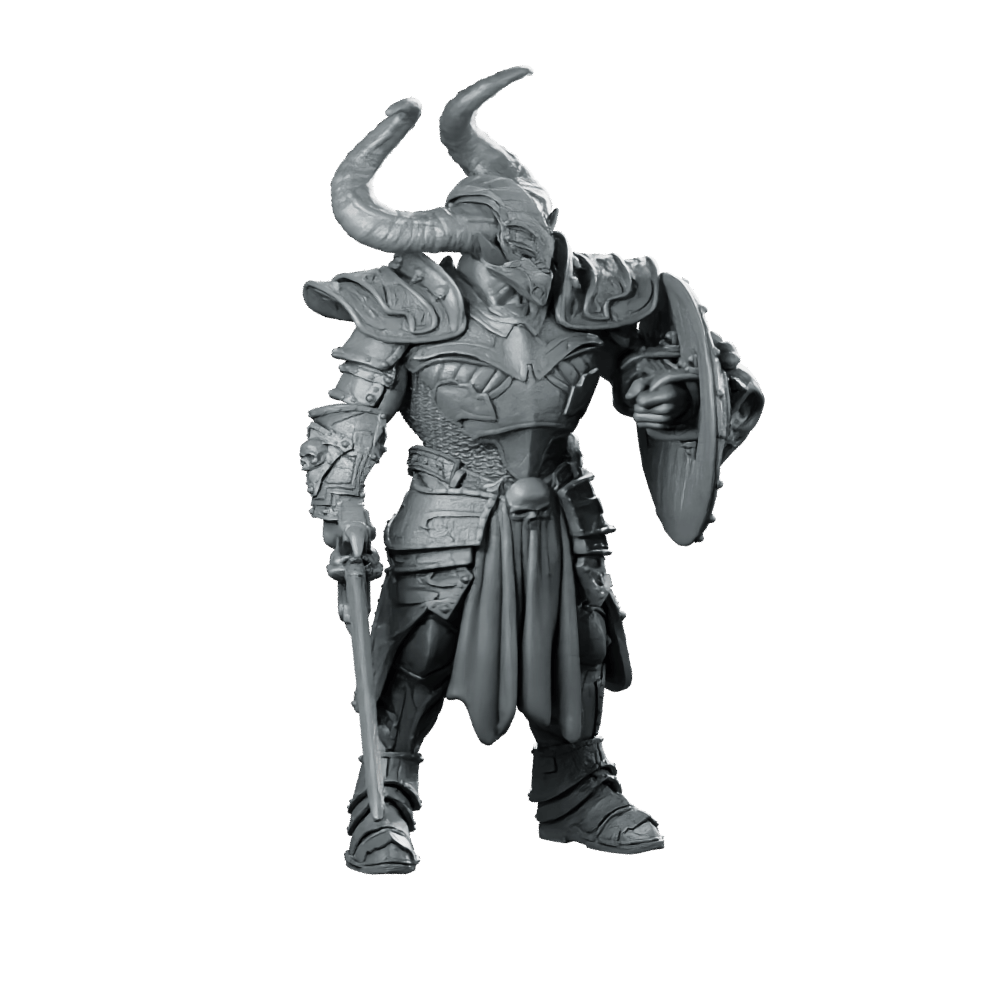 Red Knight Miniature Horned Sword Shield Warrior - Haito - We Print Miniatures