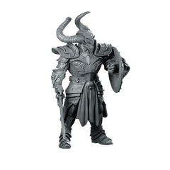 Red Knight Miniature Horned Sword Shield Warrior - Haito - We Print Miniatures