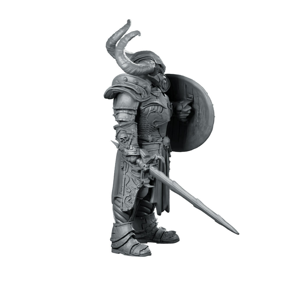 Red Knight Miniature Horned Sword Shield Warrior - Haito - We Print Miniatures