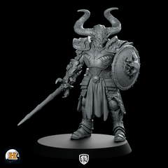 Red Knight Miniature Horned Sword Shield Warrior - Haito - We Print Miniatures