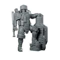 Red P1 Cyberpunk Miniature Armored Shielded Warrior - Unit9 - We Print Miniatures
