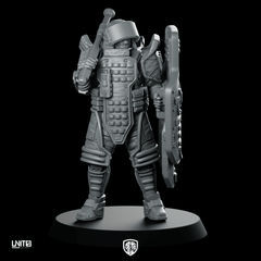 Red P2 Cyberpunk Miniature Armored Riot Shield - Unit9 - We Print Miniatures