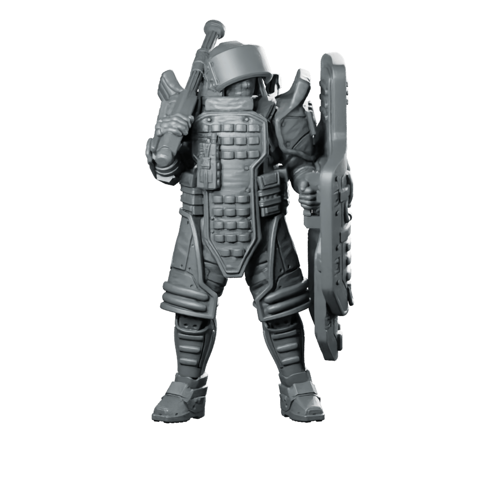 Red P2 Cyberpunk Miniature Armored Riot Shield - Unit9 - We Print Miniatures