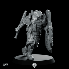 Red P3 Cyberpunk Miniature Heavy Armoured Riot Shield - Unit9 - We Print Miniatures