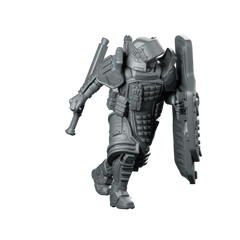 Red P3 Cyberpunk Miniature Heavy Armoured Riot Shield Miniature 360 Spin 01