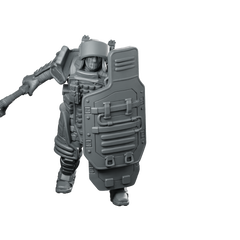 Red P4 Cyberpunk Miniature Armored Shield Enforcer Soldier Miniature 360 Spin 01