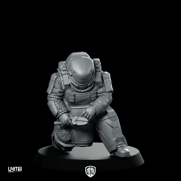 Red Unit Bomb Disposal P1 Cyberpunk Miniature Operative - Unit9 - We Print Miniatures
