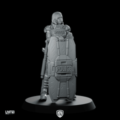 Red Unit Officer Pose 1 Cyberpunk Miniature Police - Unit9 - We Print Miniatures