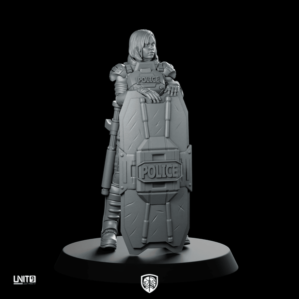 Red Unit Officer Pose 1 Cyberpunk Miniature Police - Unit9 - We Print Miniatures