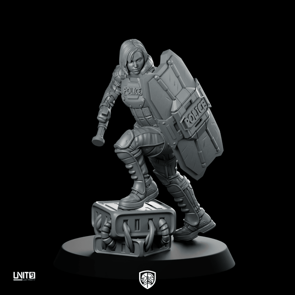 Red Unit Officer Pose 2 Cyberpunk Miniature Riot - Unit9 - We Print Miniatures