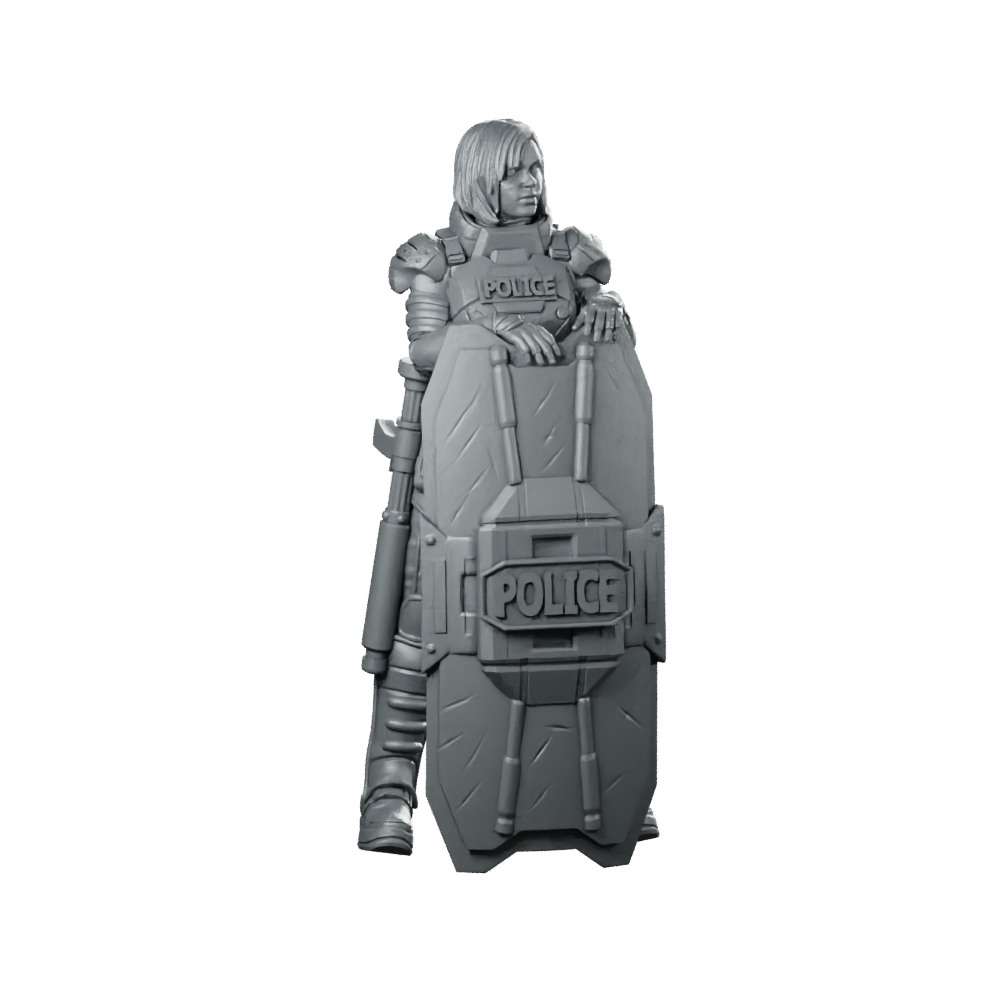 Red Unit Officer Pose 1 Cyberpunk Miniature Police Miniature 360 Spin 01