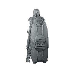 Red Unit Officer Pose 1 Cyberpunk Miniature Police Miniature 360 Spin 01