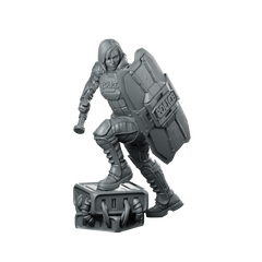 Red Unit Officer Pose 2 Cyberpunk Miniature Riot Miniature 360 Spin 01