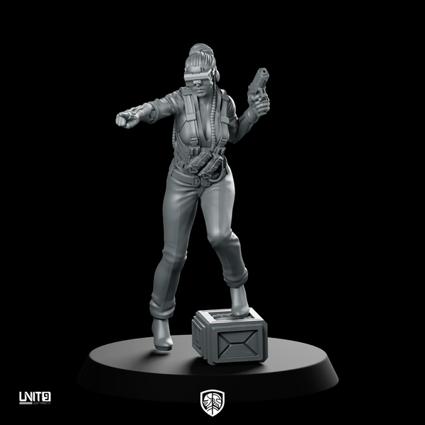 Reese 01 Cyberpunk Miniature Female Ganger Pistol