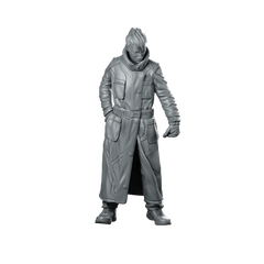Reno Cyberpunk Miniature Retro Trenchcoat Sci-Fi Character Miniature 360 Spin 01