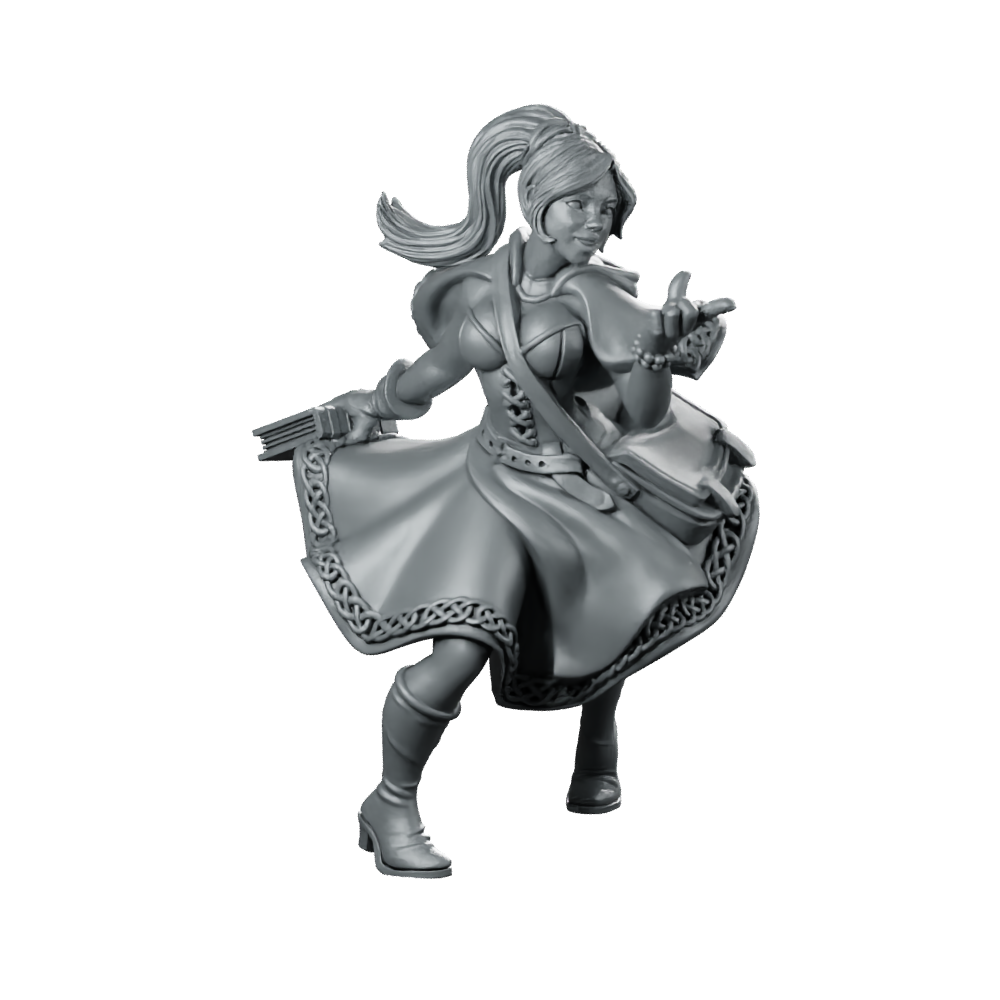 Mage Elisa Doe Sorceress Miniature Dynamic Casting Pose Miniature 360 Spin 01