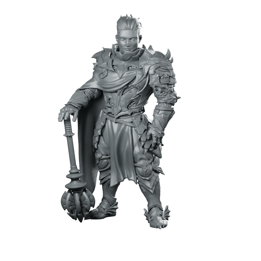 Fantasy Uthoran Dragon Knight Miniature Armored Mace Hero Miniature 360 Spin 01