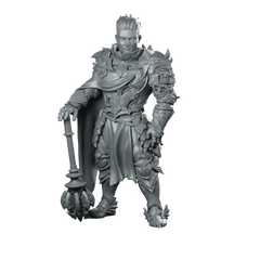 Fantasy Uthoran Dragon Knight Miniature Armored Mace Hero Miniature 360 Spin 01