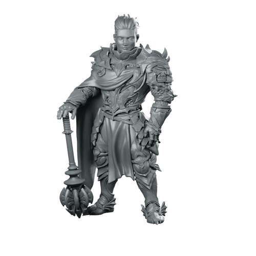 Fantasy Uthoran Dragon Knight Miniature Armored Mace Hero Miniature 360 Spin 01