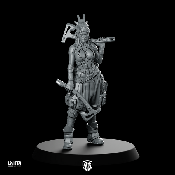 Revna Raiders Of Ymir Cyberpunk Miniature Female Axes