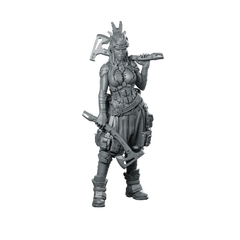 Revna Raiders Of Ymir Cyberpunk Miniature Female Axes Miniature 360 Spin 01