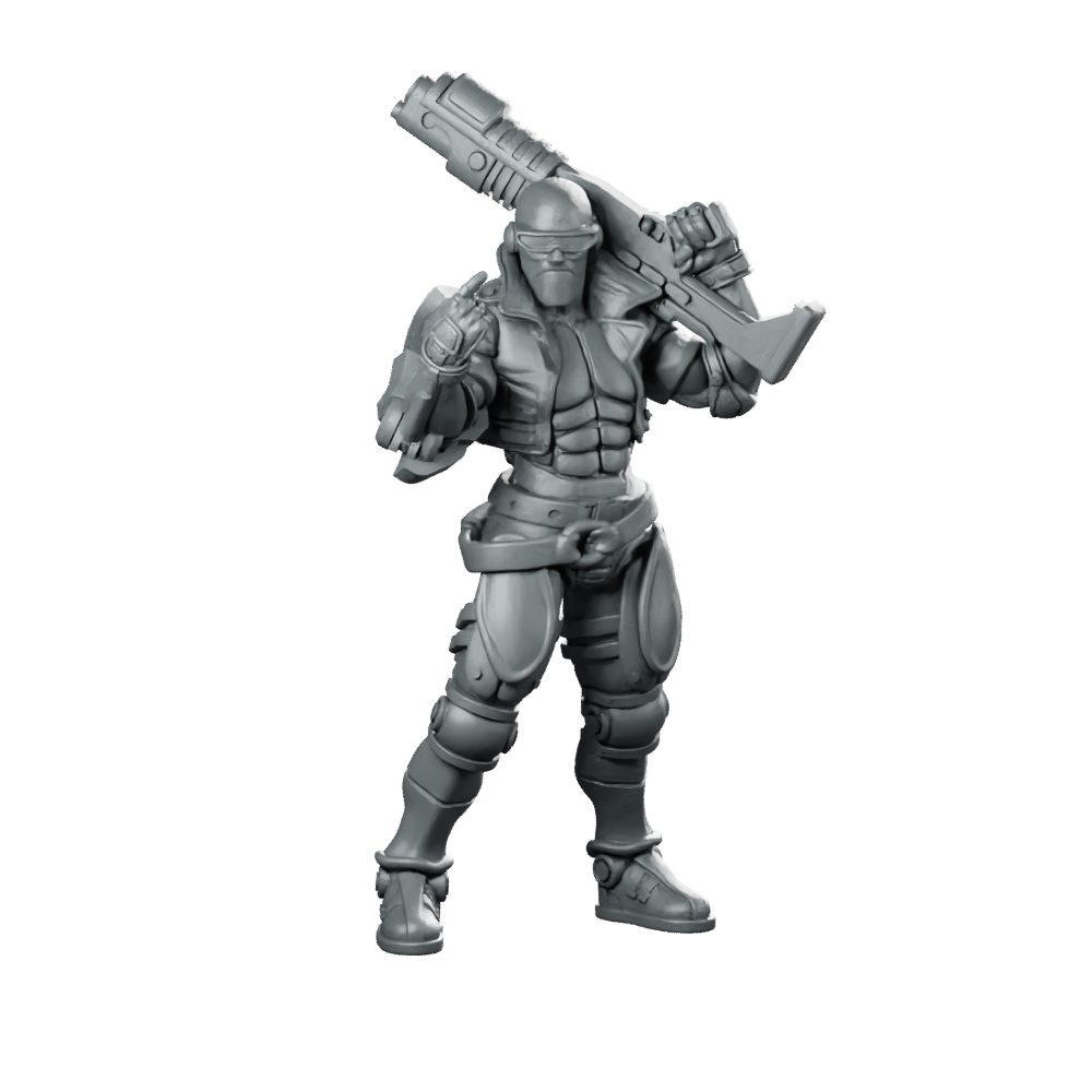 Cyberpunk Ricky Lemons Ganger Miniature Heavy Gunner Sci-Fi Miniature 360 Spin 01