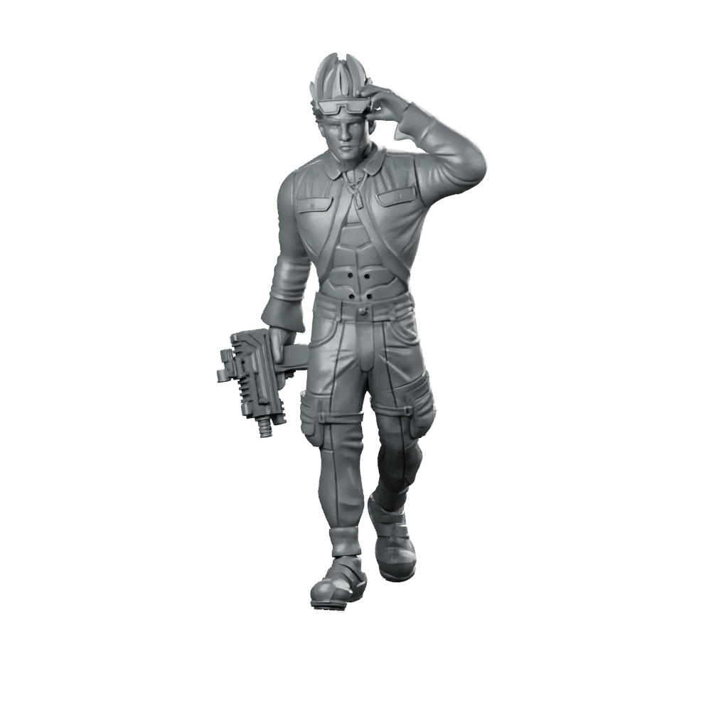 Ricky Cyberpunk Miniature Retro Uniform Armed Enforcer Miniature 360 Spin 01