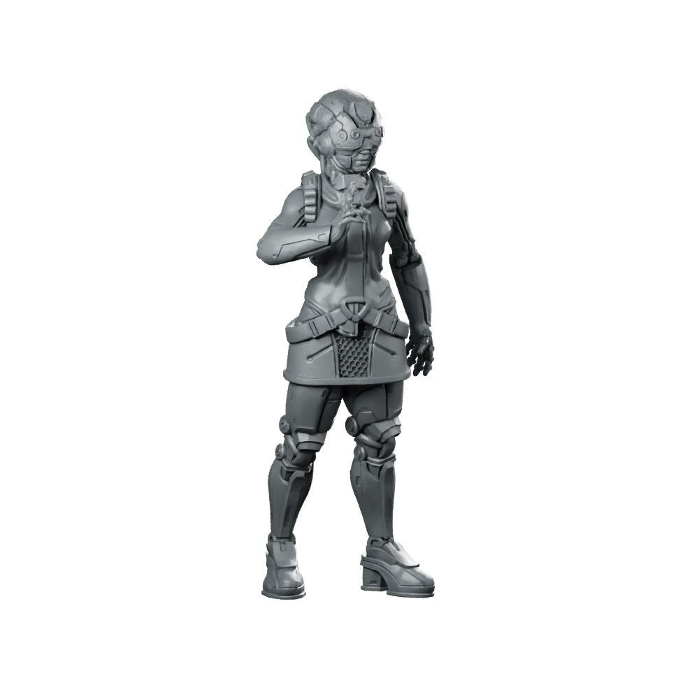 Riko Hex Vaughn Pose 2 Miniature Cyberpunk Operative Miniature 360 Spin 01