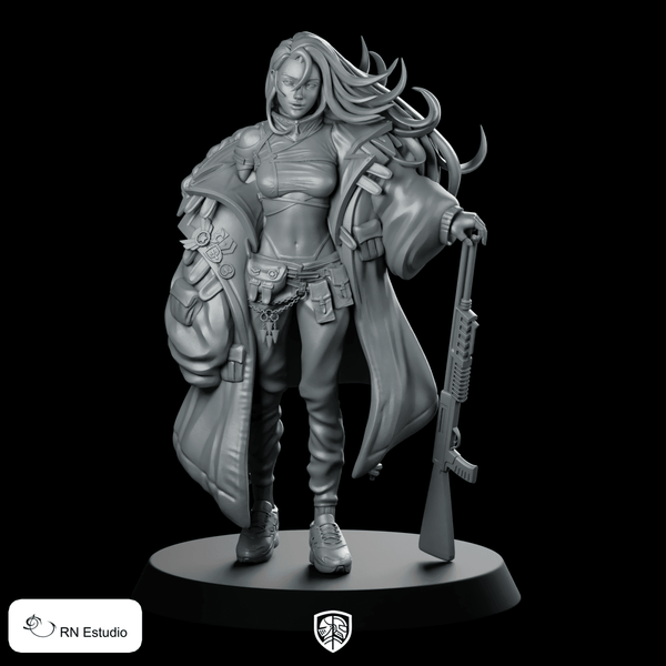 Riley Stone Miniature Dynamic Windblown Adventurer Rifle - RN Estudio - We Print Miniatures