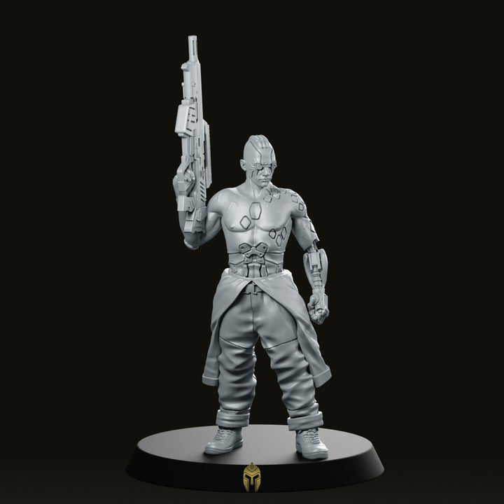RimFire 02 V1, figurine cyberpunk, mitrailleur lourd