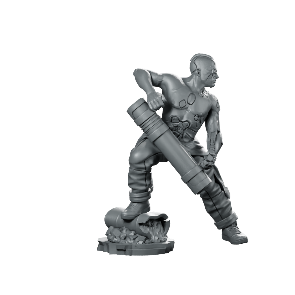 RimFire 02 V2 Cyberpunk Miniature Heavy Bazooka Trooper Miniature 360 Spin 01