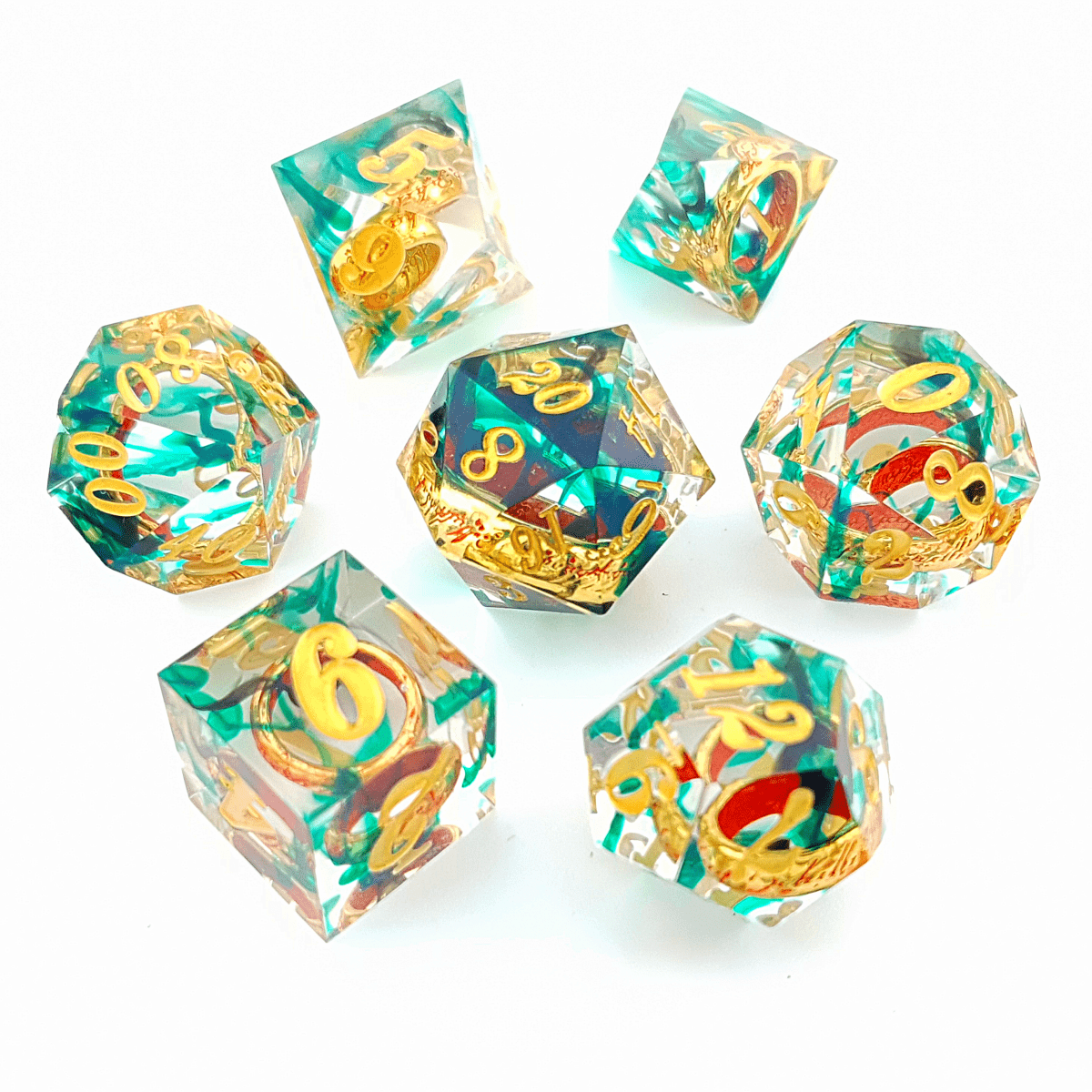 Ring of Envy | Sharp Edge Dice | 7 Piece Set - Tabletop Dominion - We Print Miniatures
