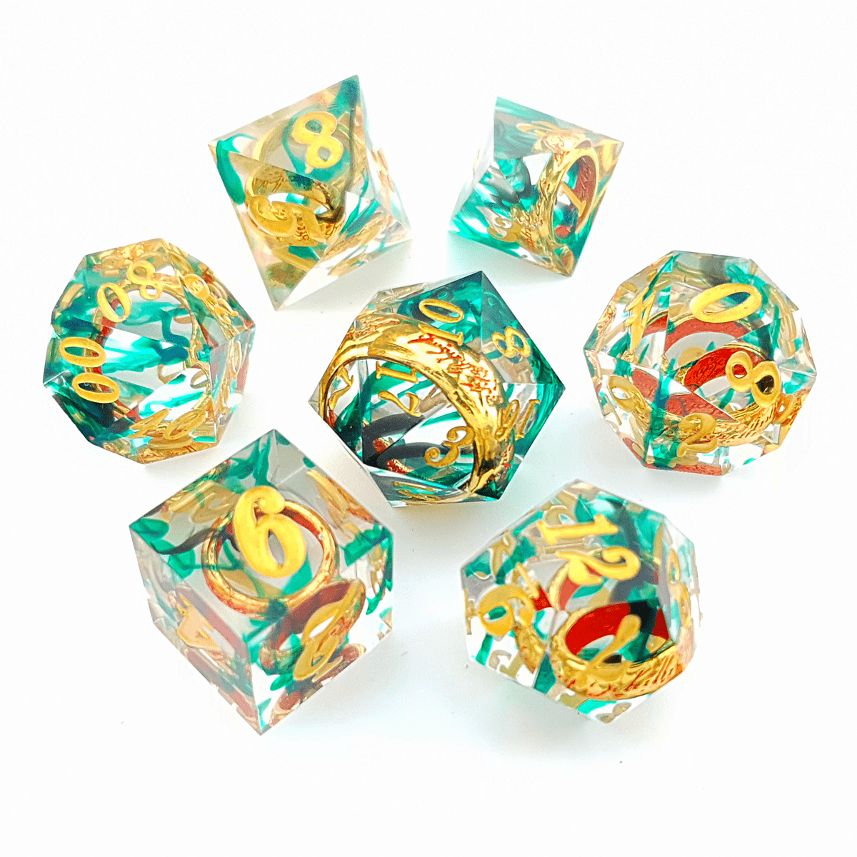 Ring of Envy | Sharp Edge Dice | 7 Piece Set - Tabletop Dominion - We Print Miniatures