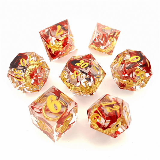 Ring of Fire | Sharp Edge Dice | 7 Piece Set - Tabletop Dominion - We Print Miniatures