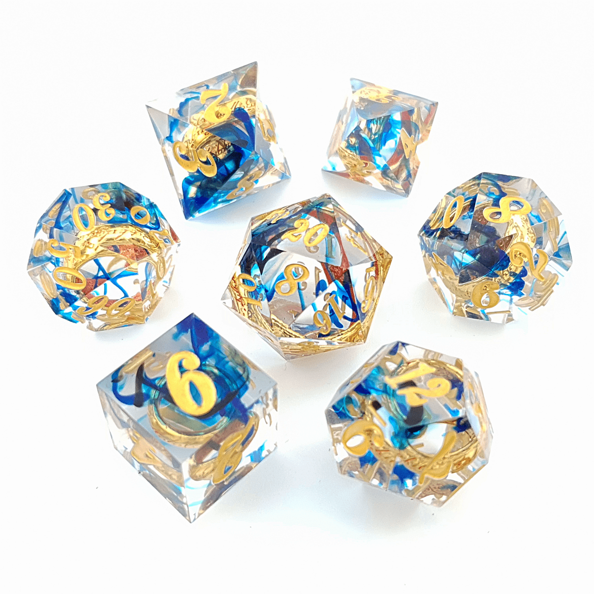 Ring of Sapphire | Sharp Edge Dice | 7 Piece Set - Tabletop Dominion - We Print Miniatures