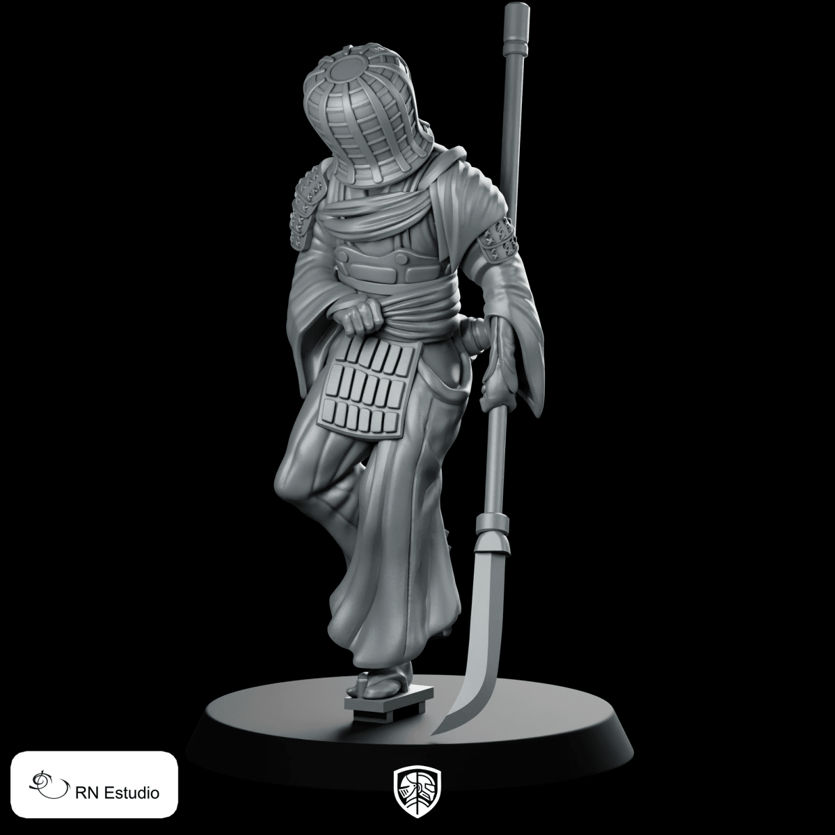 Rinji Samurai Miniature Bucket Helmet Spear Warrior RPG - RN Estudio - We Print Miniatures