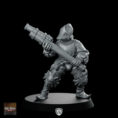 River Patrol 04 Miniature Armored Helmeted Guard - Vae Victis - We Print Miniatures