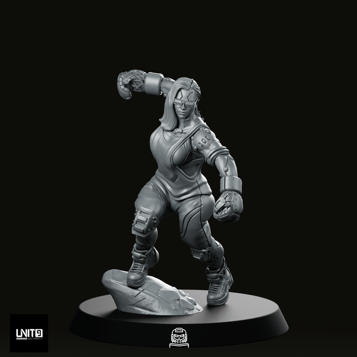 Rivet Shaw Pose 2 Cyberpunk Miniature Brawler Cyborg