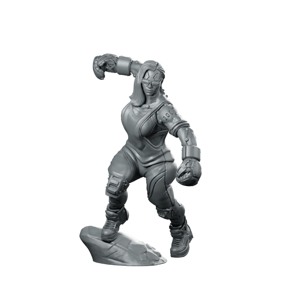 Rivet Shaw Pose 2 Cyberpunk Miniature Brawler Cyborg Miniature 360 Spin 01