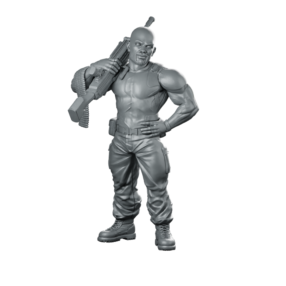 Roadblock Miniature Cyber Mercenary Miniature 360 Spin 01