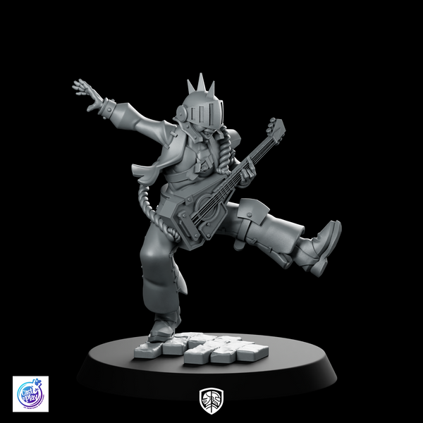 Rocking Lute Bard Miniature Armored Stage Performer