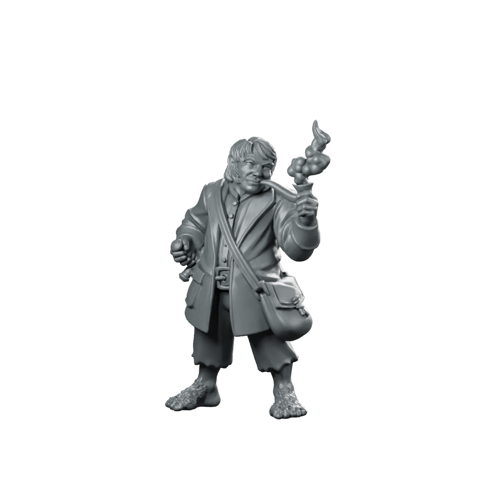 Halfling Rosco Goodsong Miniature Pipe Smoking Adventurer Hero Miniature 360 Spin 01