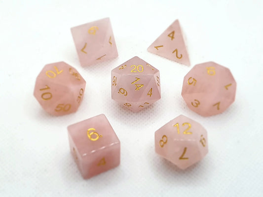 Rose Quartz | Natural Gemstone | 7 Piece Set - Tabletop Dominion - We Print Miniatures