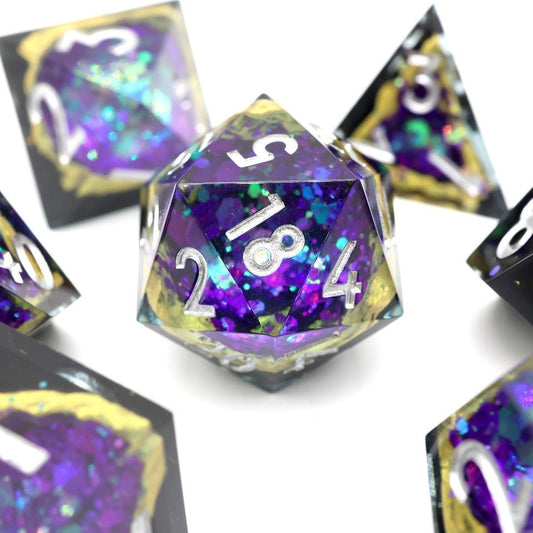 Royal Nebula | Geode Dice | 7 Piece Set - Tabletop Dominion - We Print Miniatures