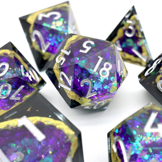 Royal Nebula | Geode Dice | 7 Piece Set - Tabletop Dominion - We Print Miniatures