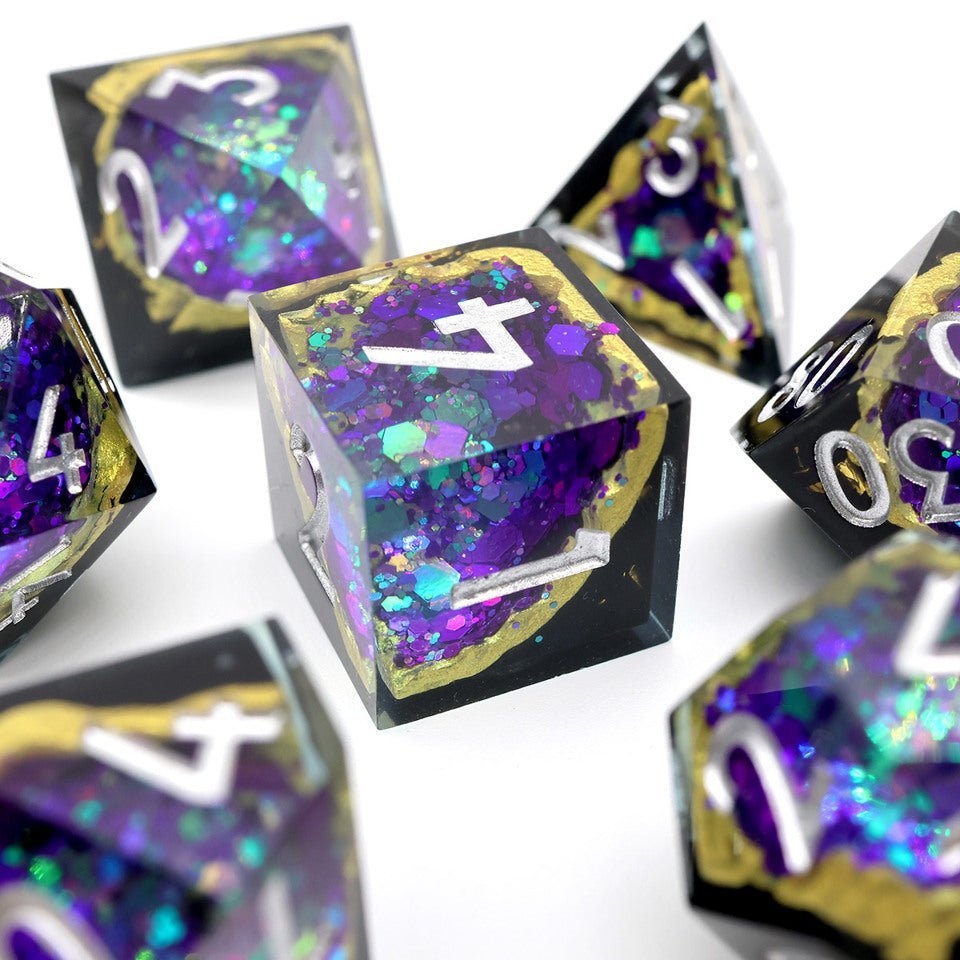 Royal Nebula | Geode Dice | 7 Piece Set - Tabletop Dominion - We Print Miniatures